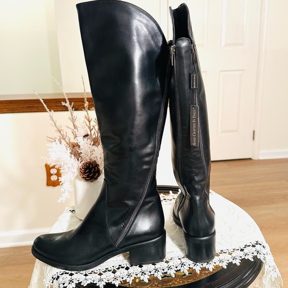Emanuele Crasto Double-zipper Premium Leather Riding Boots, Size 9M, Black NWT - Picture 3 of 7